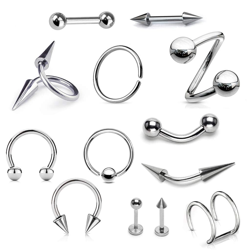 ONE POINT COLLECTIONS 42 pcs Stylish Piercing Stainless Steel Body Jewelry Set for Women and Men For Lip, Tongue, Eyebrow, Nipple, Belly-Button, Nose Piercings Piercing Art (B0CMCMXLS9) Amazon Price History, Amazon Price Tracker