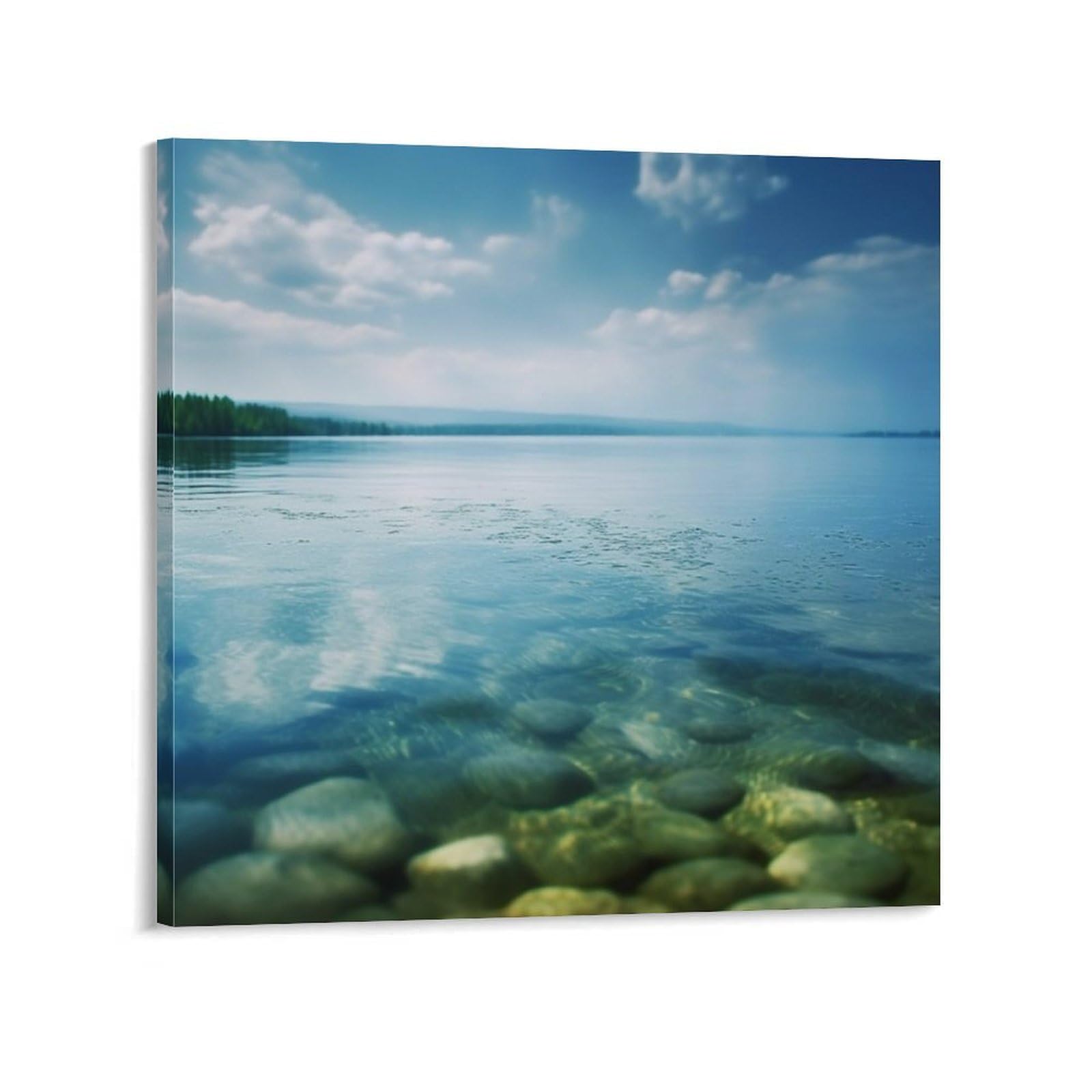 NTVOWPZO Lake Water Canvas Wall Art for Bedroom 12x12inch Canvas Prints Artwork for Walls Modern Picture Artwork Painting for Living Room Aesthetic Wall Paintings for Bathroom Kitchen Office Decor