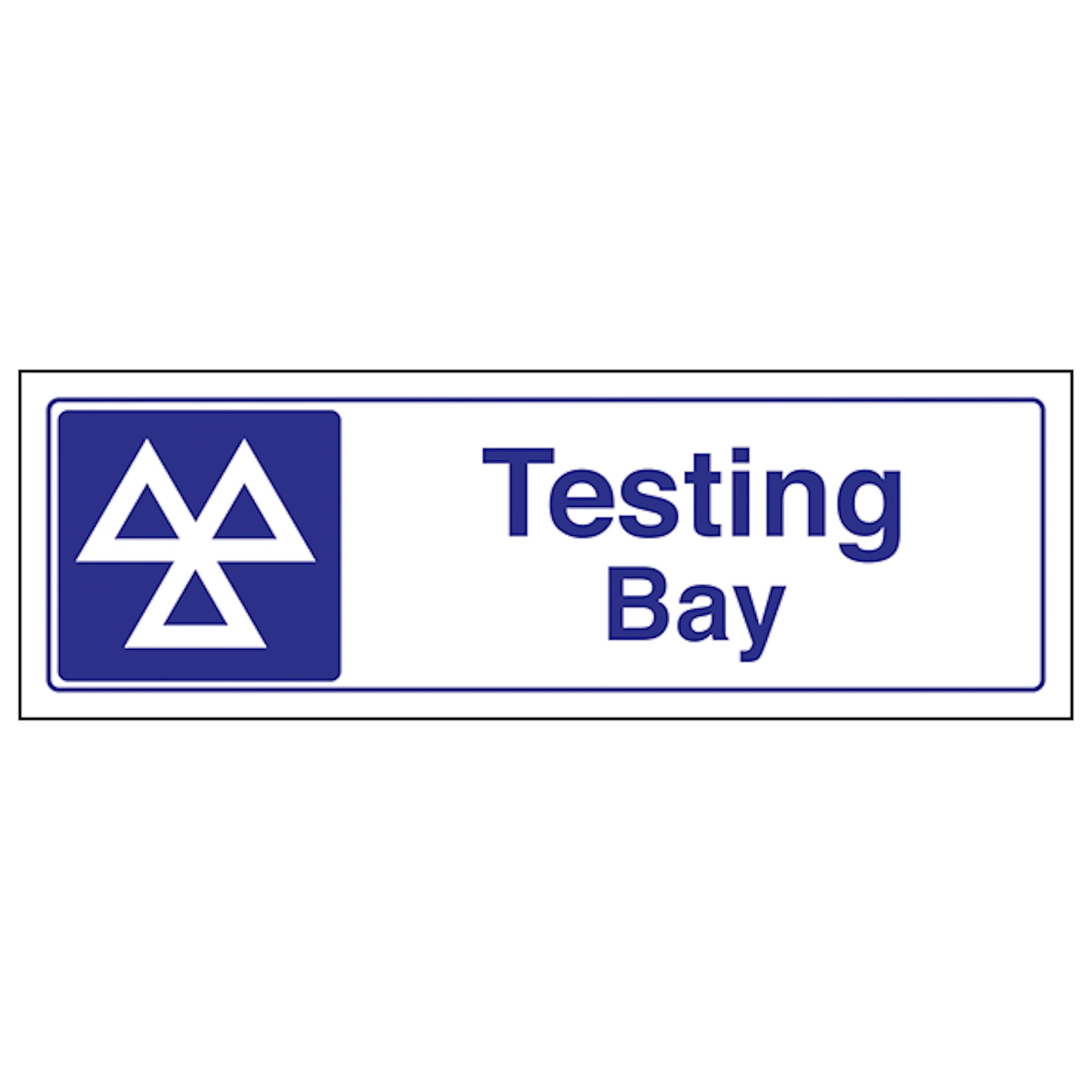 V Safety Testing Bay - Landscape 450 x 150 mm - Glow In The Dark 1mm Rigid Plastic Safety Sign