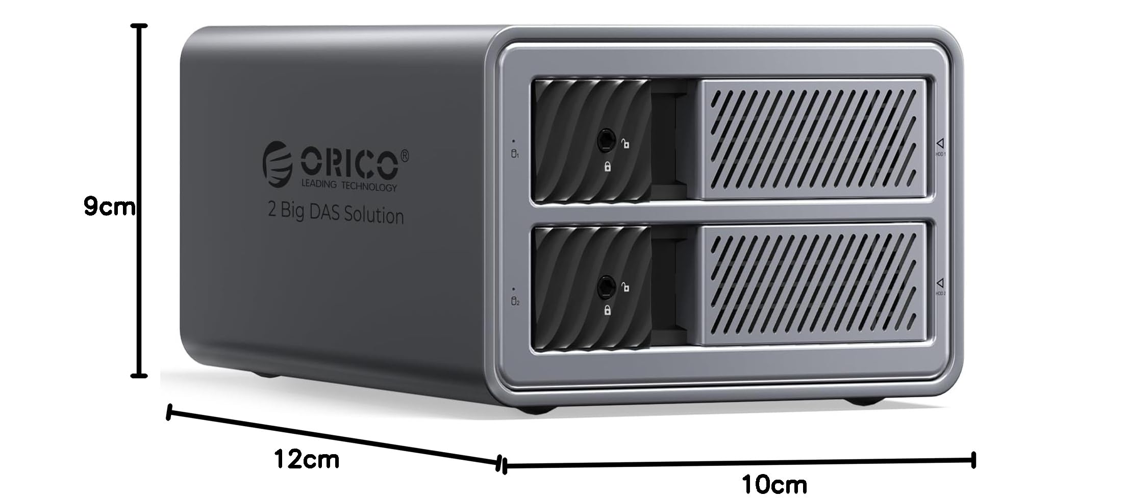 ORICO Aluminiowa obudowa na 2 dyski twarde, stacja dokująca USB 3.0 HDD do 3,5 cala HDD do 2 x 22 TB, kompatybilna z MacOS i Windows (9828U3)