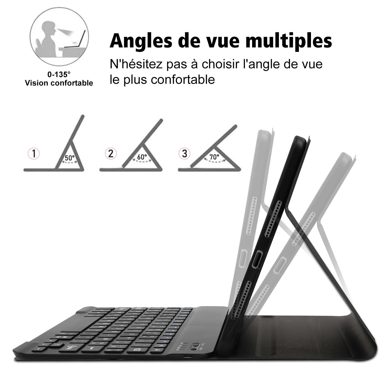Yeegnar Toetsenbord met hoes voor iPad 9e generatie 10,2 inch 2021