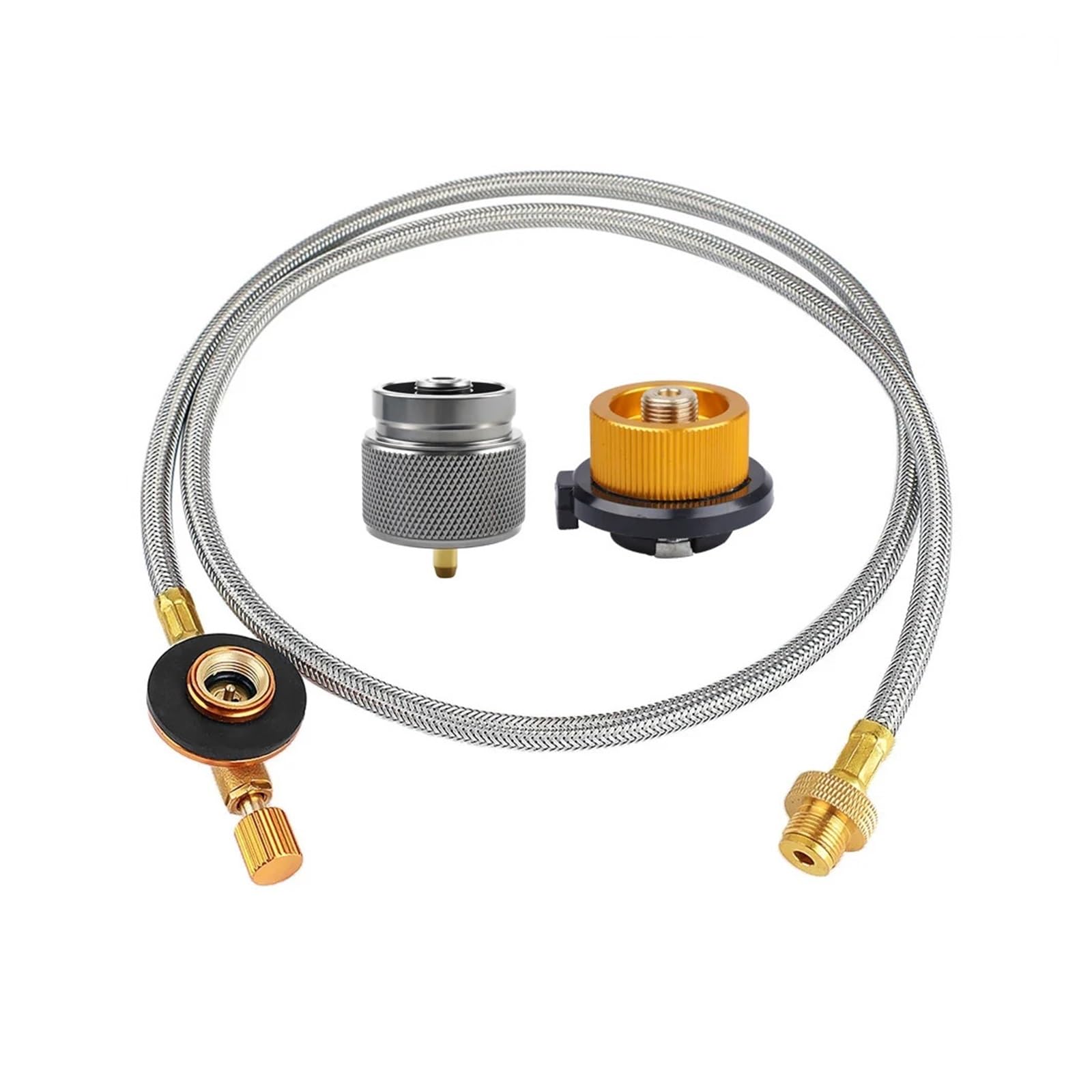 Tubo de conexión de gas Manguera trenzada de acer Tubo de extensión for estufa de camping al aire libre, conector de válvula de combustible(Adapter and Tube-A)