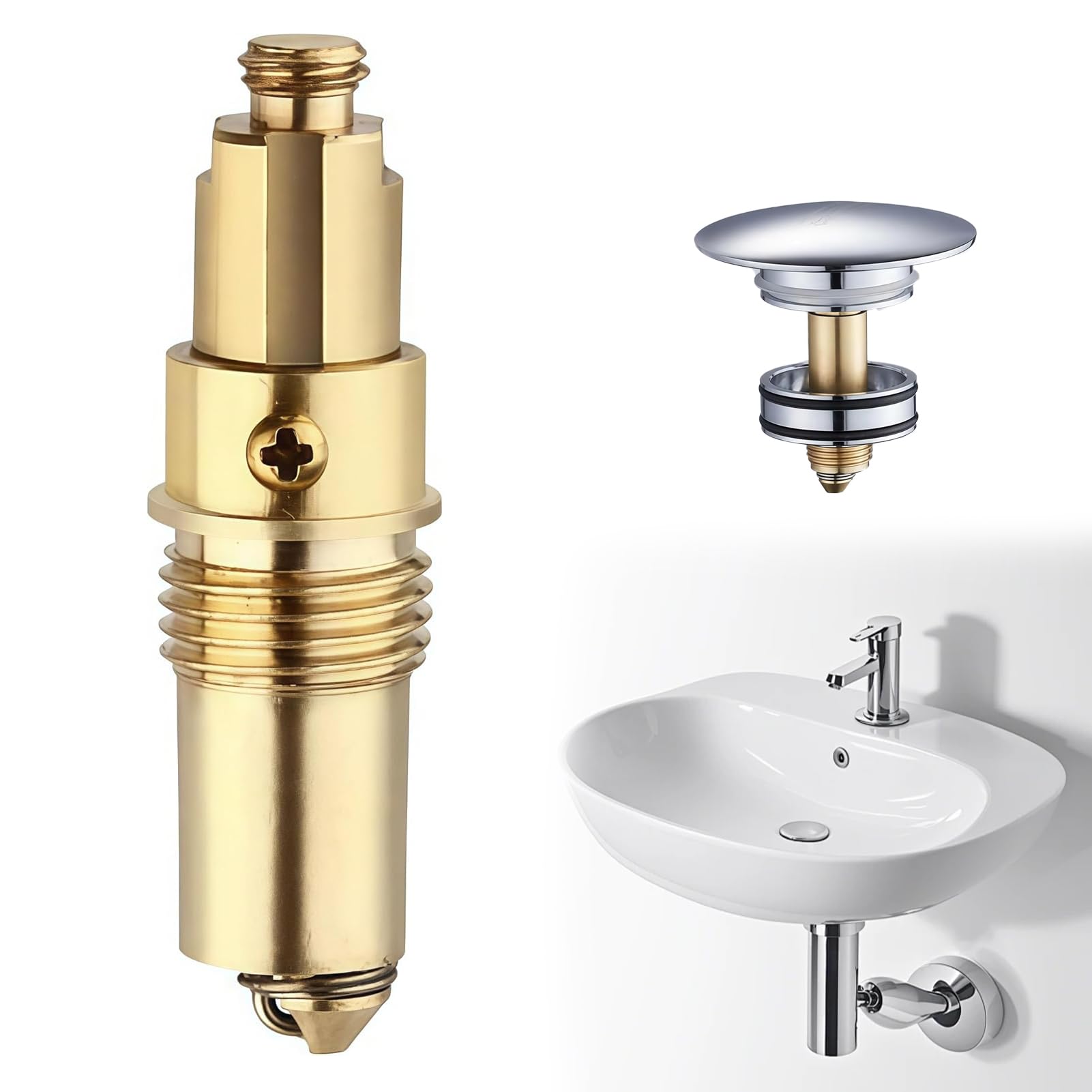 Basin Pop Up Click Clack,Basin Pop Up Plug Replacement,Durable Pop-up Brass Plug Bolt for Washbasin,Internal Spring-Loaded Core,Click Clack Plug Replacement for Most Sink Bath Tub Basin Drain Stopper
