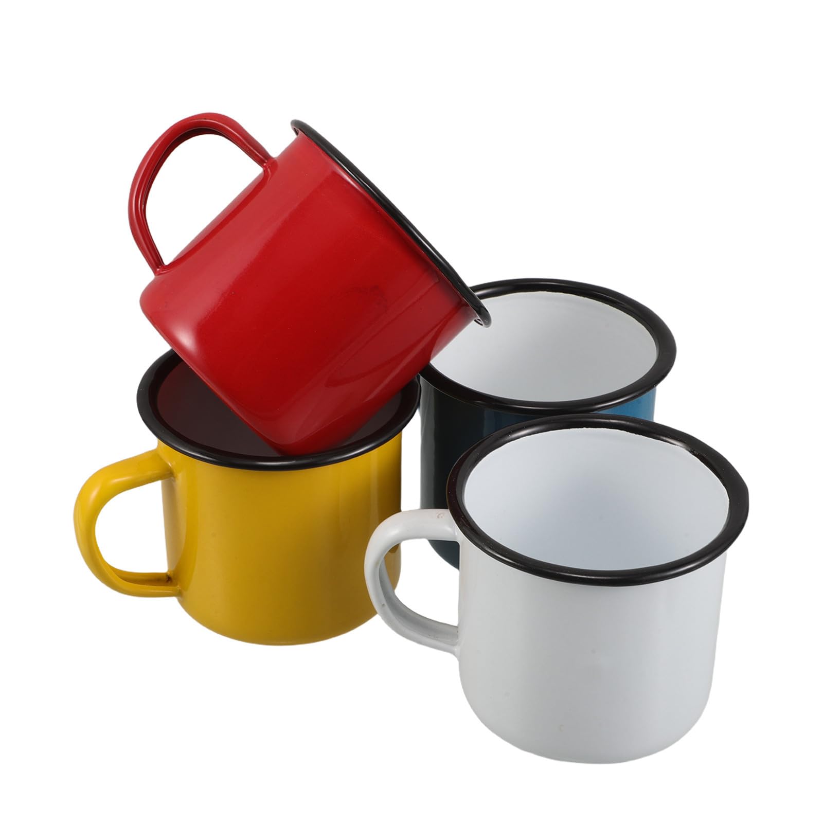 Lot de 4 Tasses Émaillées Vintage pour Camping et Randonnée