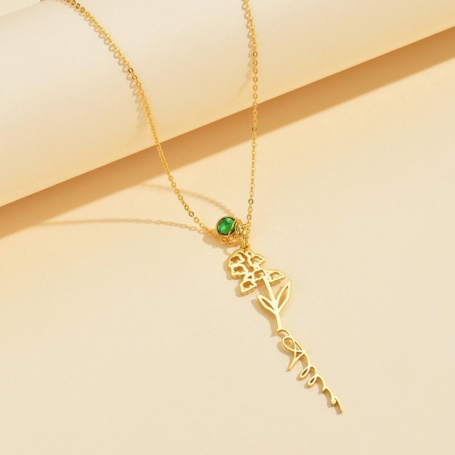 Collana di fiore di nascita personalizzata argento sterling 925 nome personalizzato collana floreale nome gioielli personalizzati gioielli fatti a mano