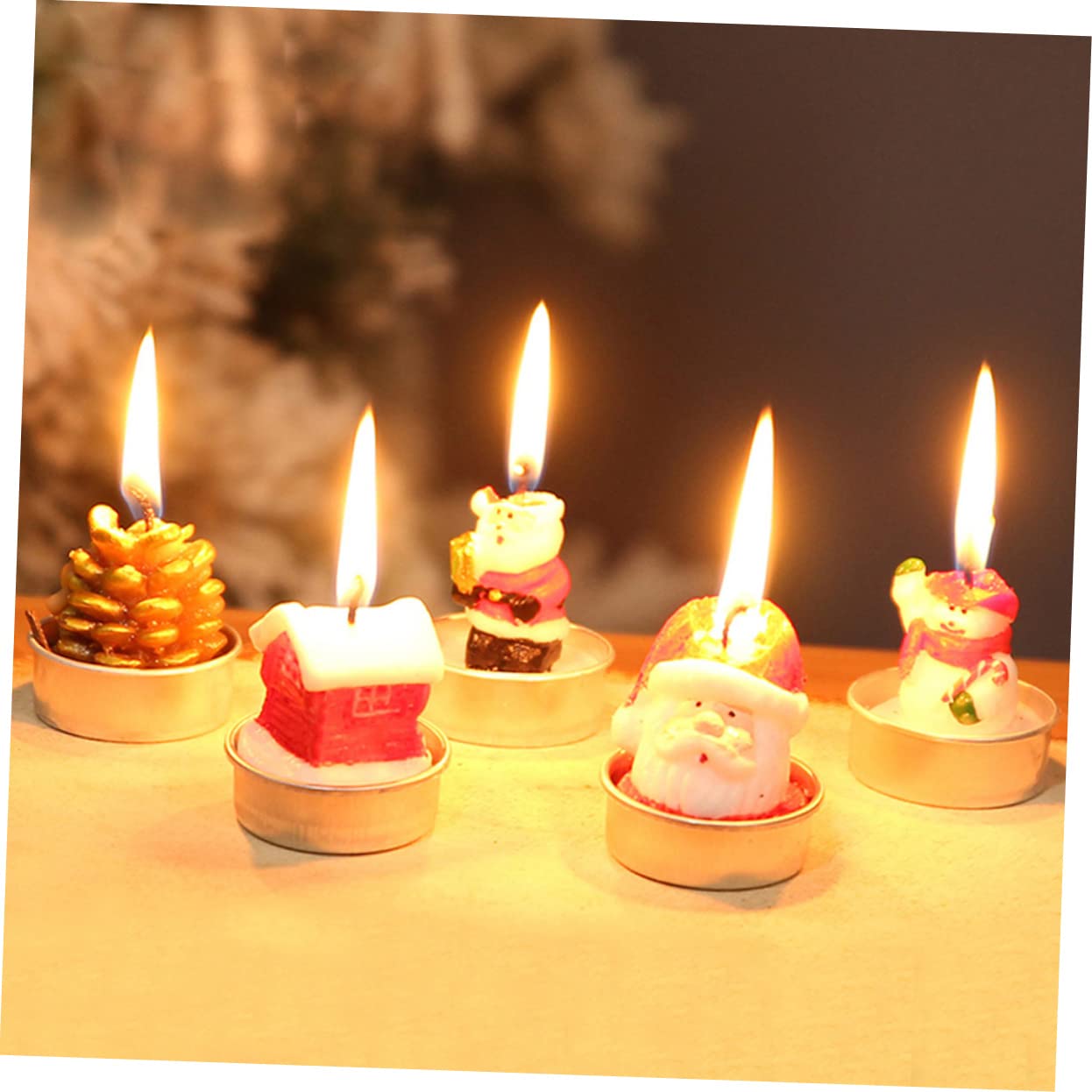Housoutil 12 Pezzi Santa Claus Gift Box Candela Candele Arredamento Candela Tealight Natale