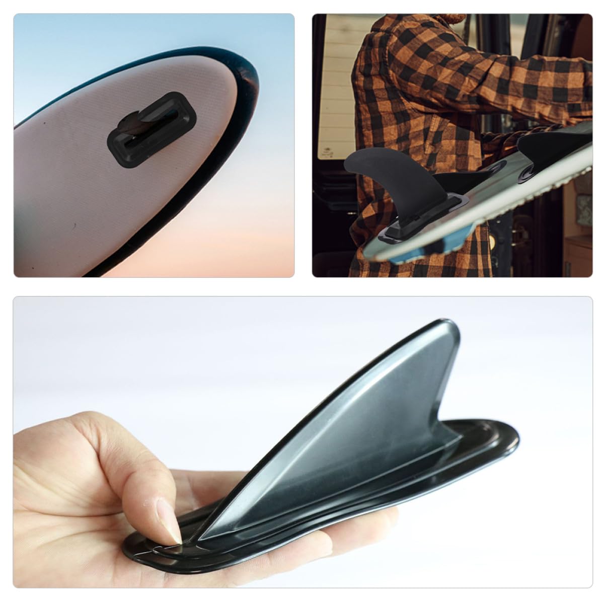Hohopeti de Aletas de PVC Compatible para Tabla de Paddle Surf 4 Piezas para Mejor Dirección y Estabilidad Estabilizador Negro Fácil de Instalar Tablas Hinchables
