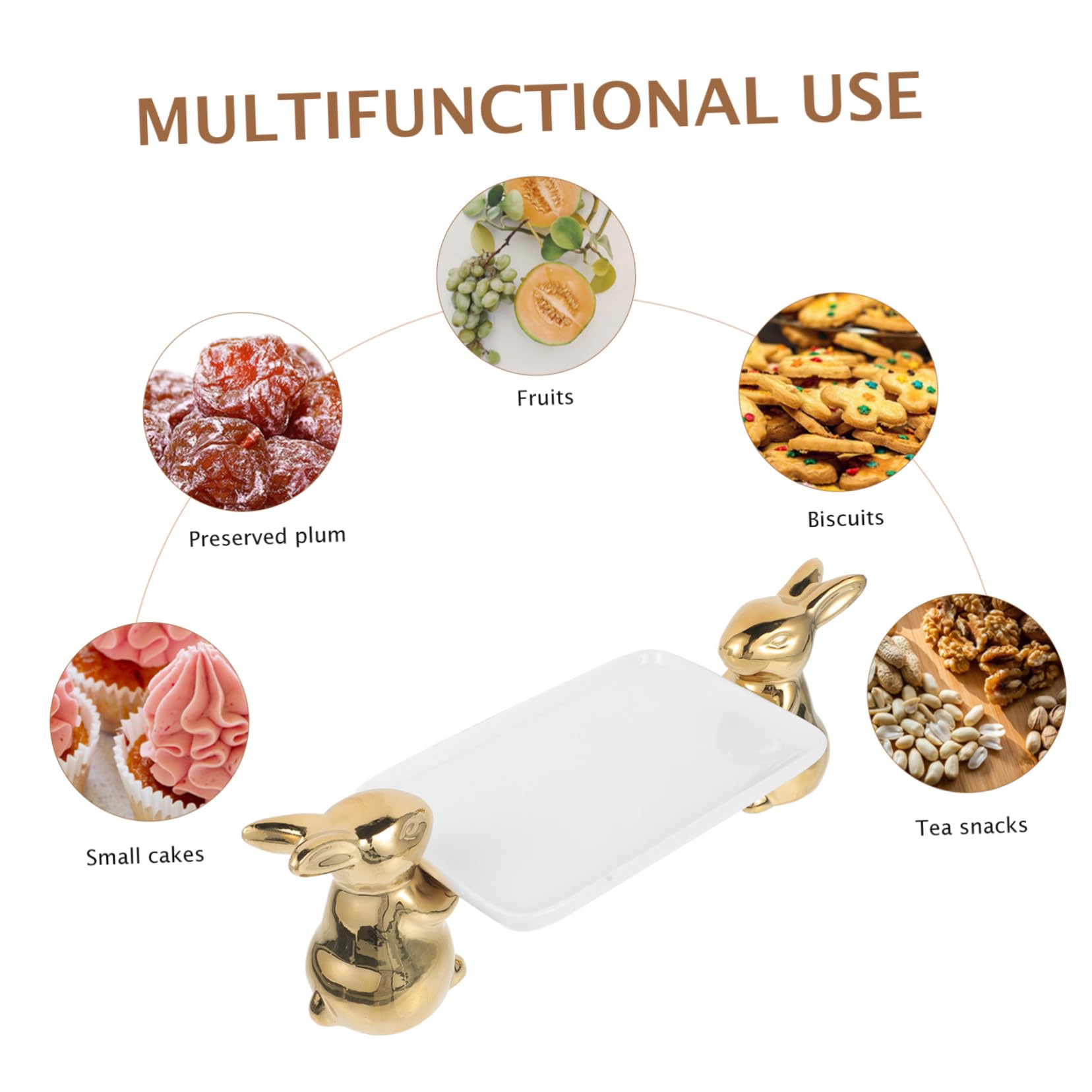 Vassoio per Alimenti in Ceramica Decorazione Forma di Coniglietto Vassoio per Snack e Dessert Adatto per Frutta Secca Caramelle e Piccoli Oggetti Design Decorativo per Esposizione
