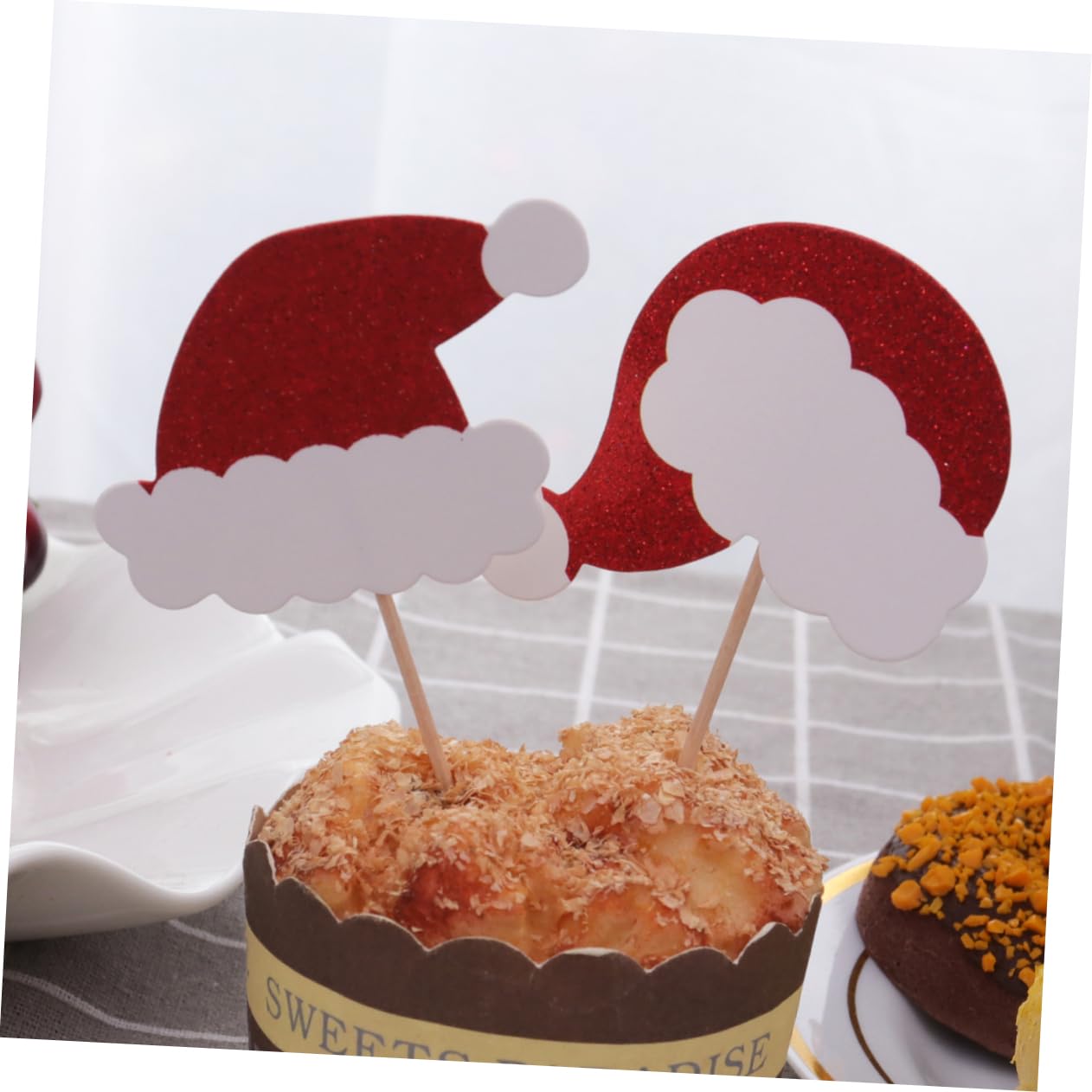 PRETYZOOM 24pcs Christmas Cake Toppers Christmas Cupcake Decor Cupcake Topper Cupcake Decorations Cocktail Pick Food Picks Christmas Dessert Topper Holiday Xmas Appetizer Pick Snack Wooden