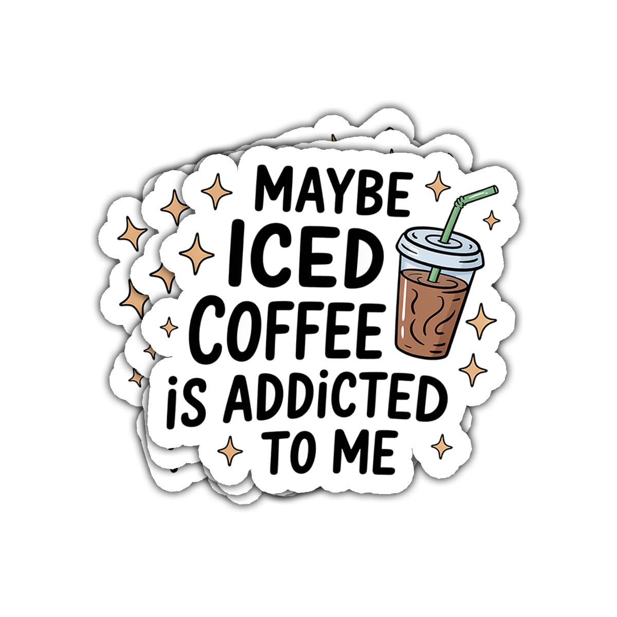 Autocollants café humour Maybe Iced Coffee lot de 3 stickers pour gourde et PC