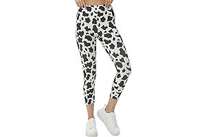 Cow Print Cropped Capri Tights for Women