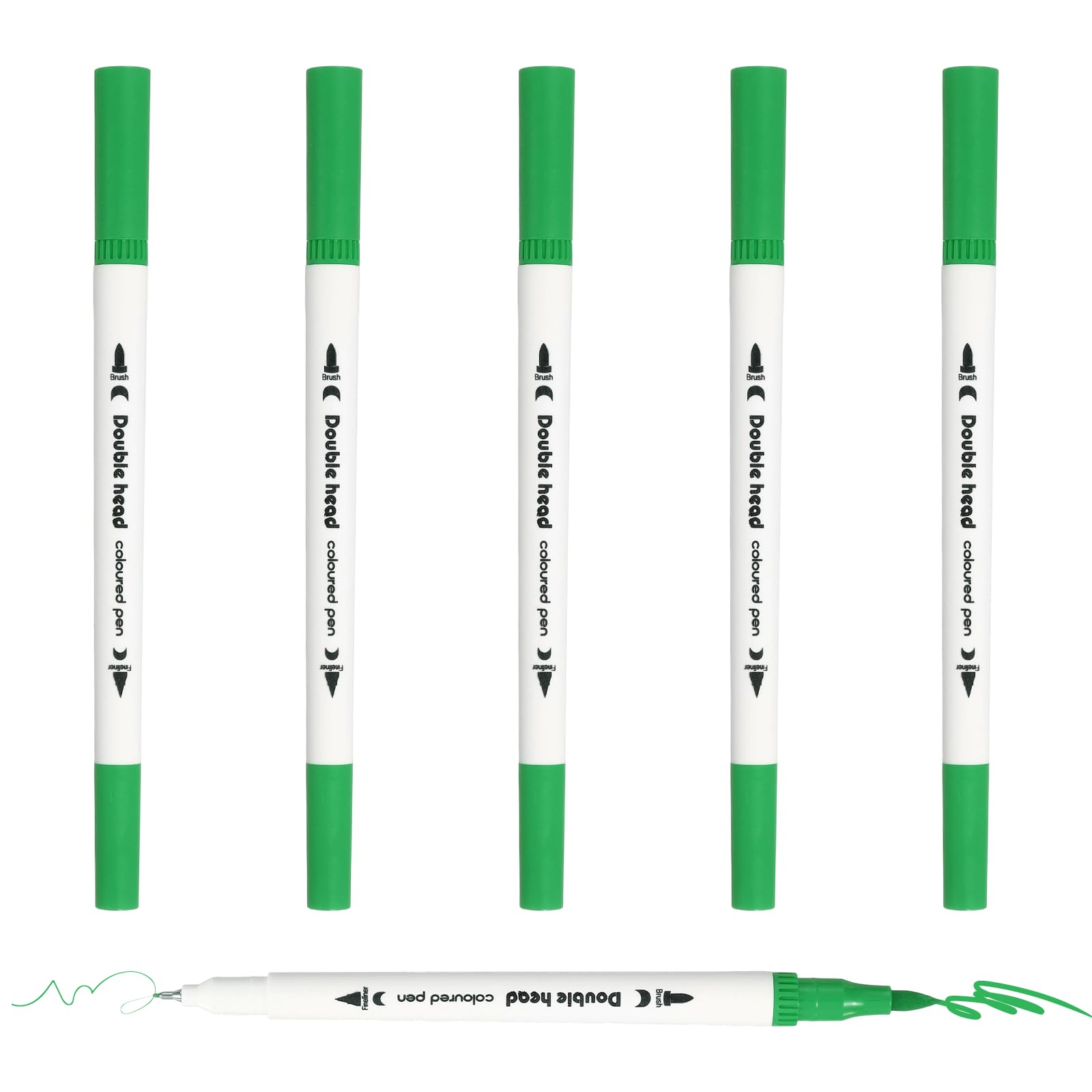 PATIKIL 6Pack Dual Brush Markers, Green Watercolor Fine and Brush Tips Pens Colored Marker Calligraphy Coloring Art Supplies Set for Coloring Book Illustration Sketching Journaling