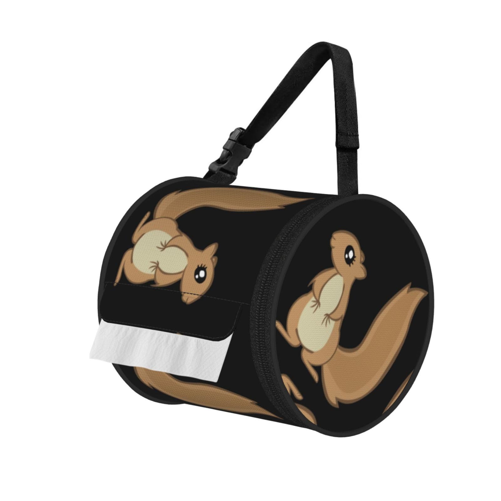 cartoon squirrel Printed Roll Paper Carrier Bag, Foldable Oxford Cloth Tissue Case for Camping Hiking Backpack