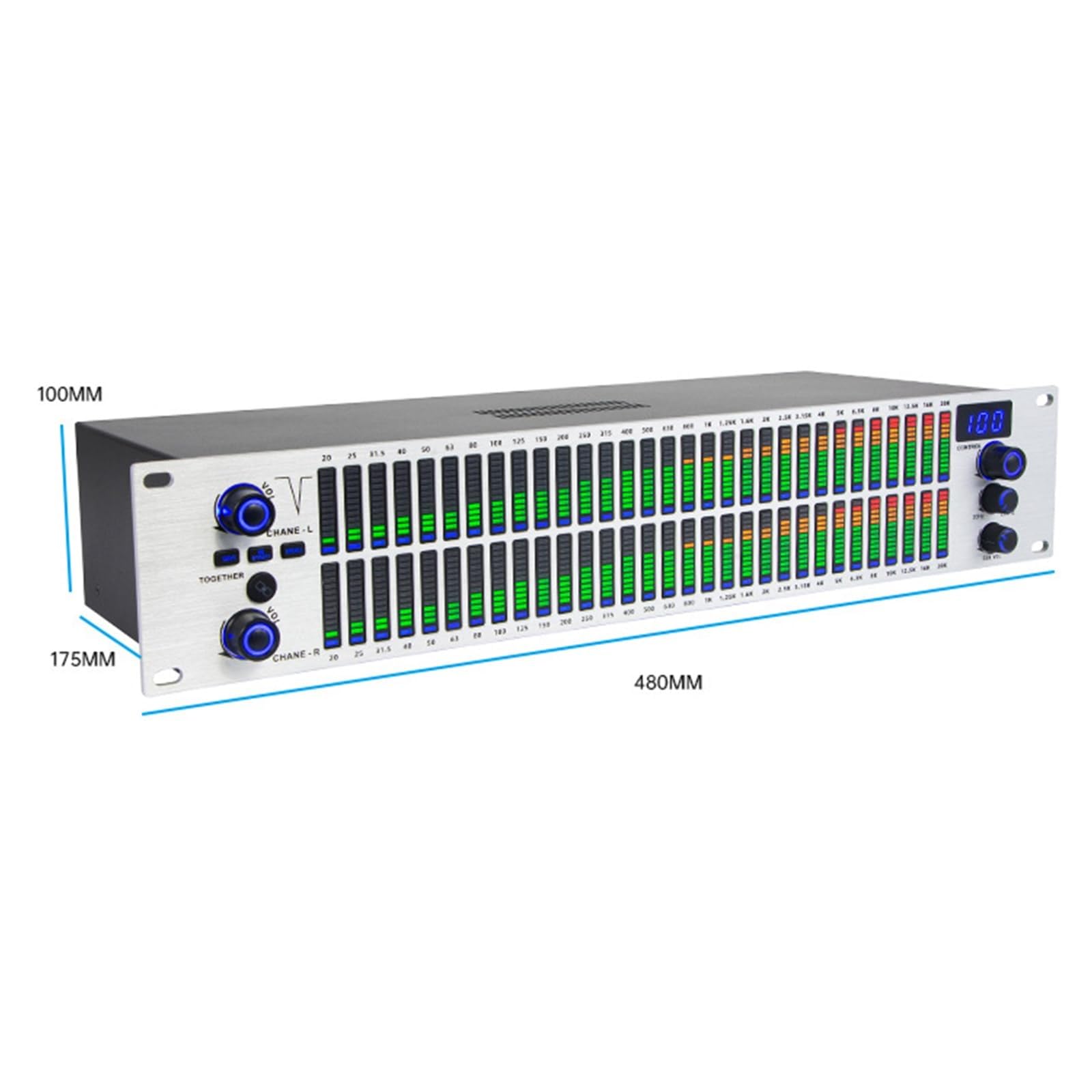 Égaliseur numérique 31 Bandes, égaliseur Graphique stéréo Double Canal, avec Affichage du Spectre LED, Personnalisation de 10 résultats prédéfinis, pour système Audio Professionnel Audio Domestique