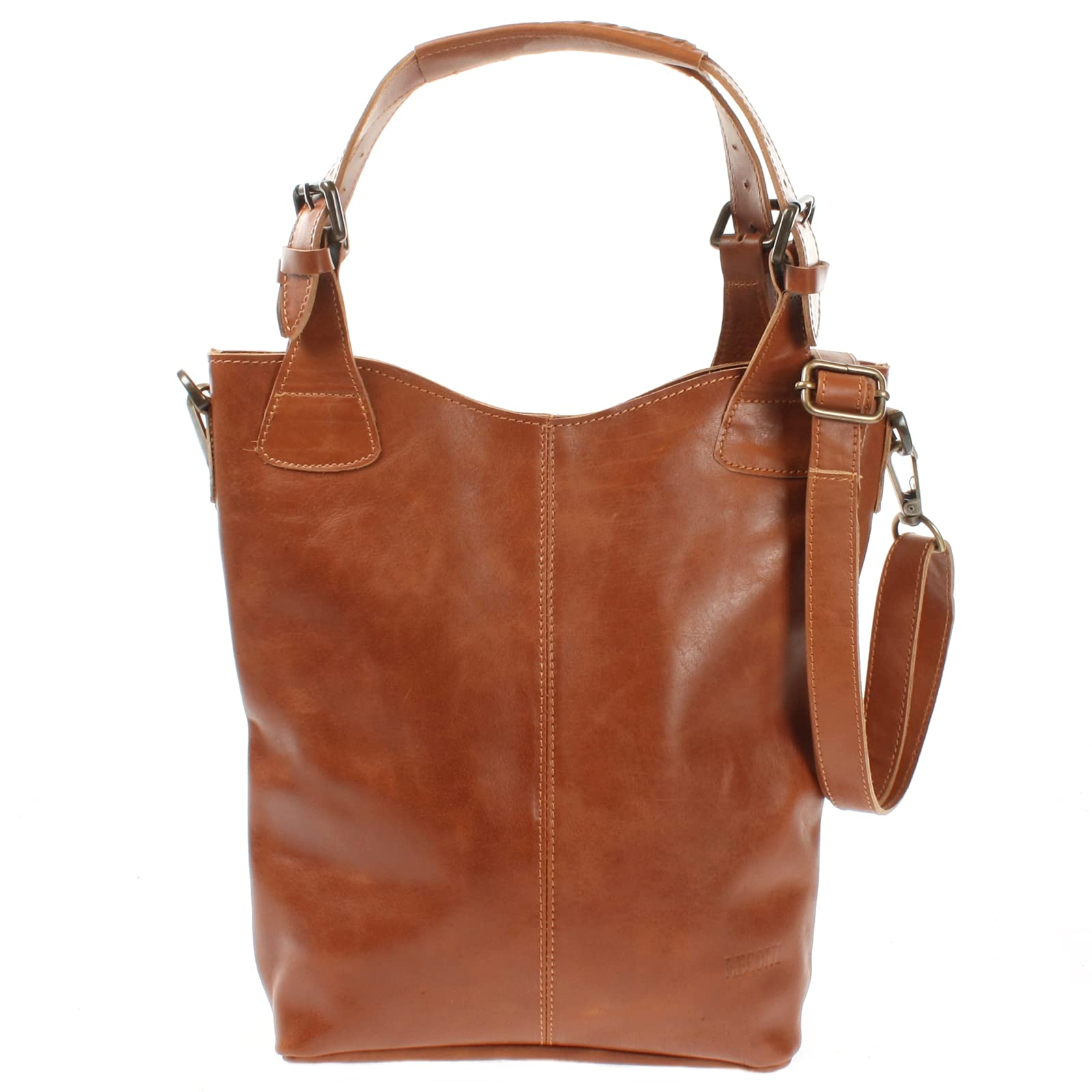 LECONI Henkeltasche Echtleder Vintage-Look Damentasche für Shopping Handtasche für Damen Leder Shopper mit Trageriemen Beuteltasche für die Arbeit, Büro oder Alltag 34x35x10cm LE0054
