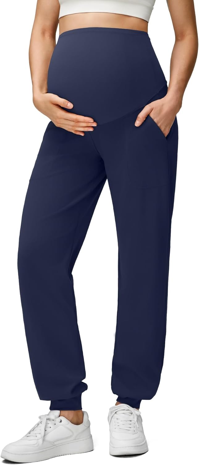 G4Free EverGoing Maternity Pants Stretchy Workout Lounge Pants Over The Belly Pregnancy Joggers with Pockets