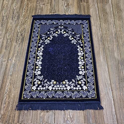 Tapete de oración islámico Modefa de terciopelo azul miniatura 2
