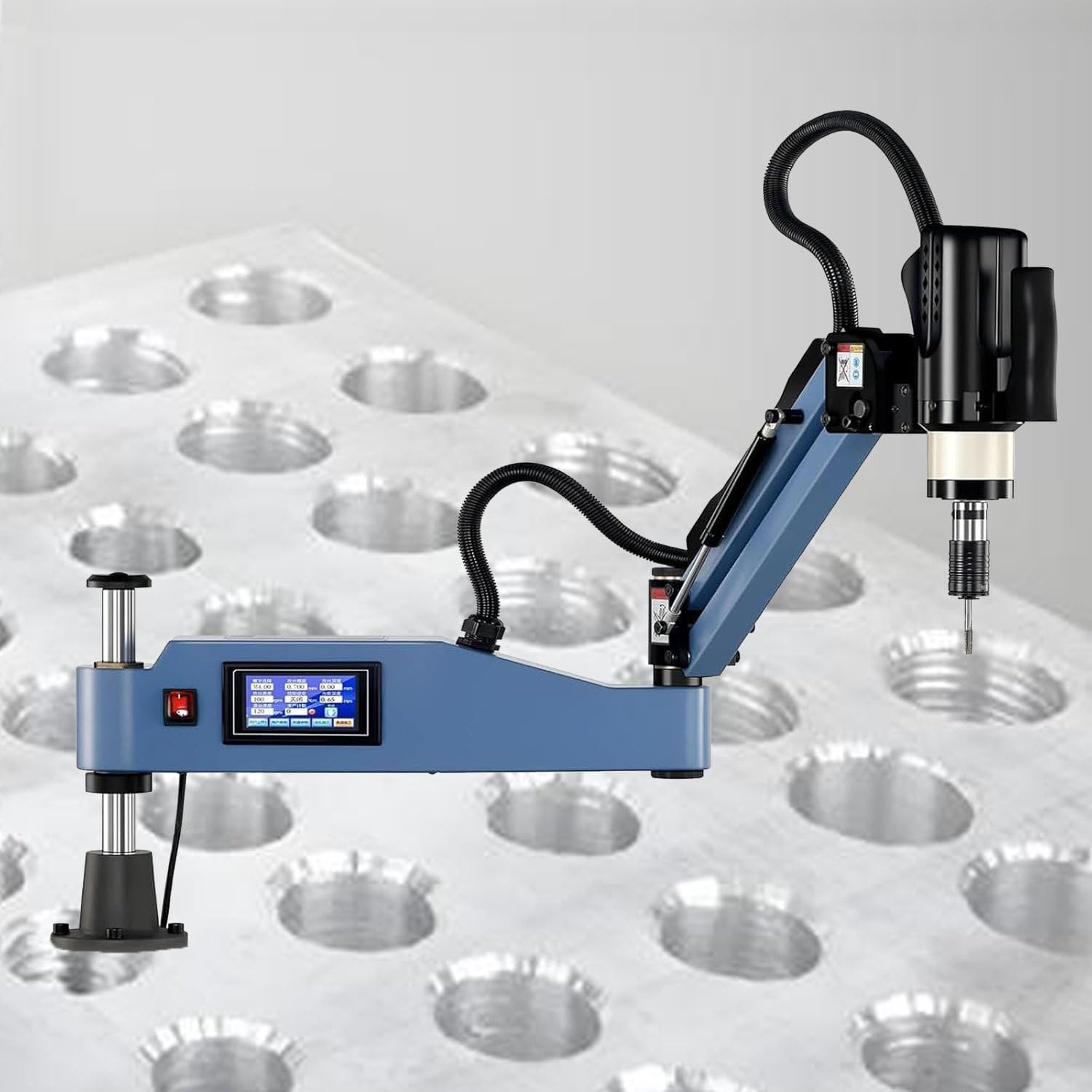 FHRKA 600W Electric Tapping Machine Tapper Tapping Arm,Included 8 Pcs Standard Collets, Multi-Directions Cantilever Tapping Machine