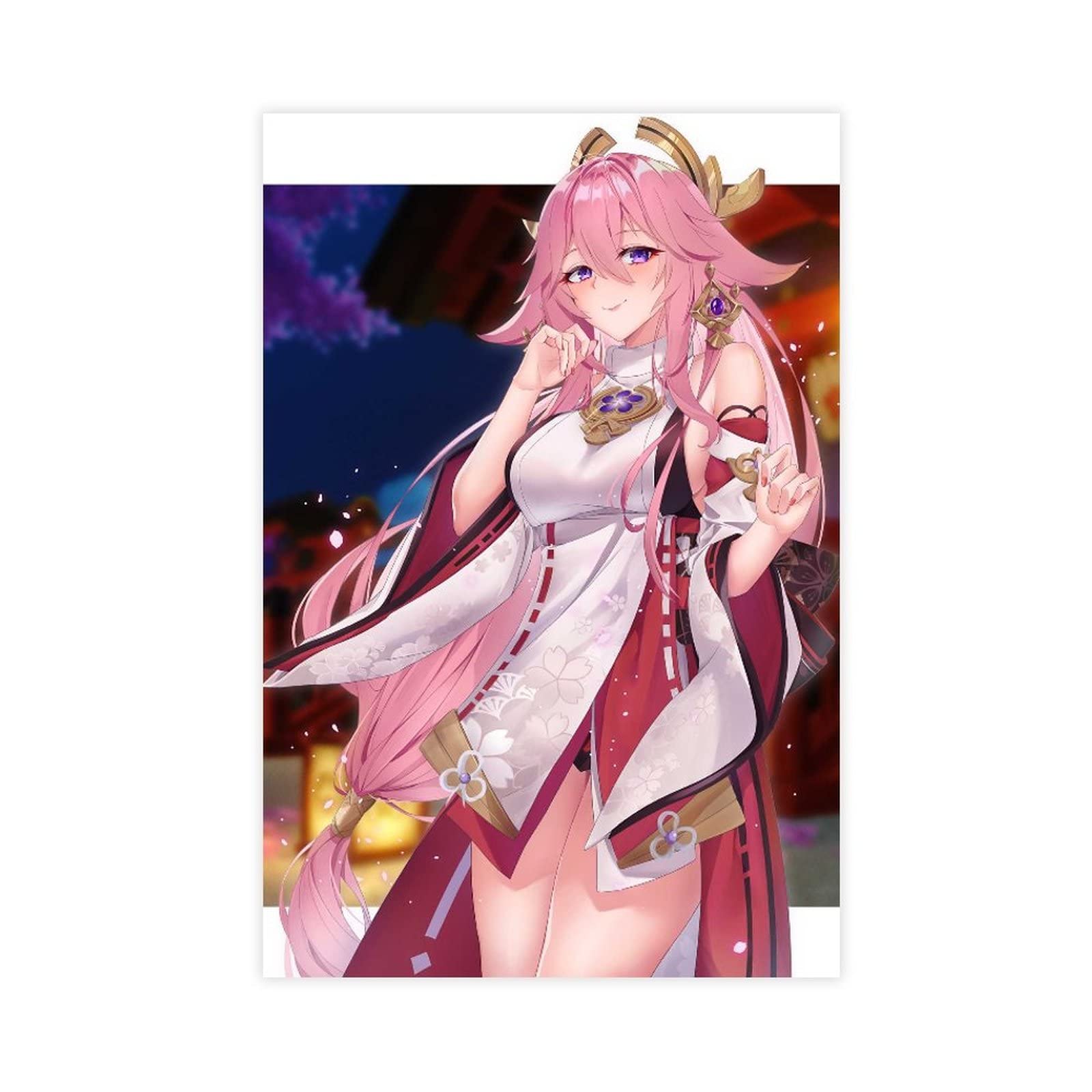 Guuji Yae Genshin Impact Y Anime Poster Canvas Poster Bedroom Decor Sports Landscape Office Room Decor Gift Unframe-style 12x18inch(30x45cm)