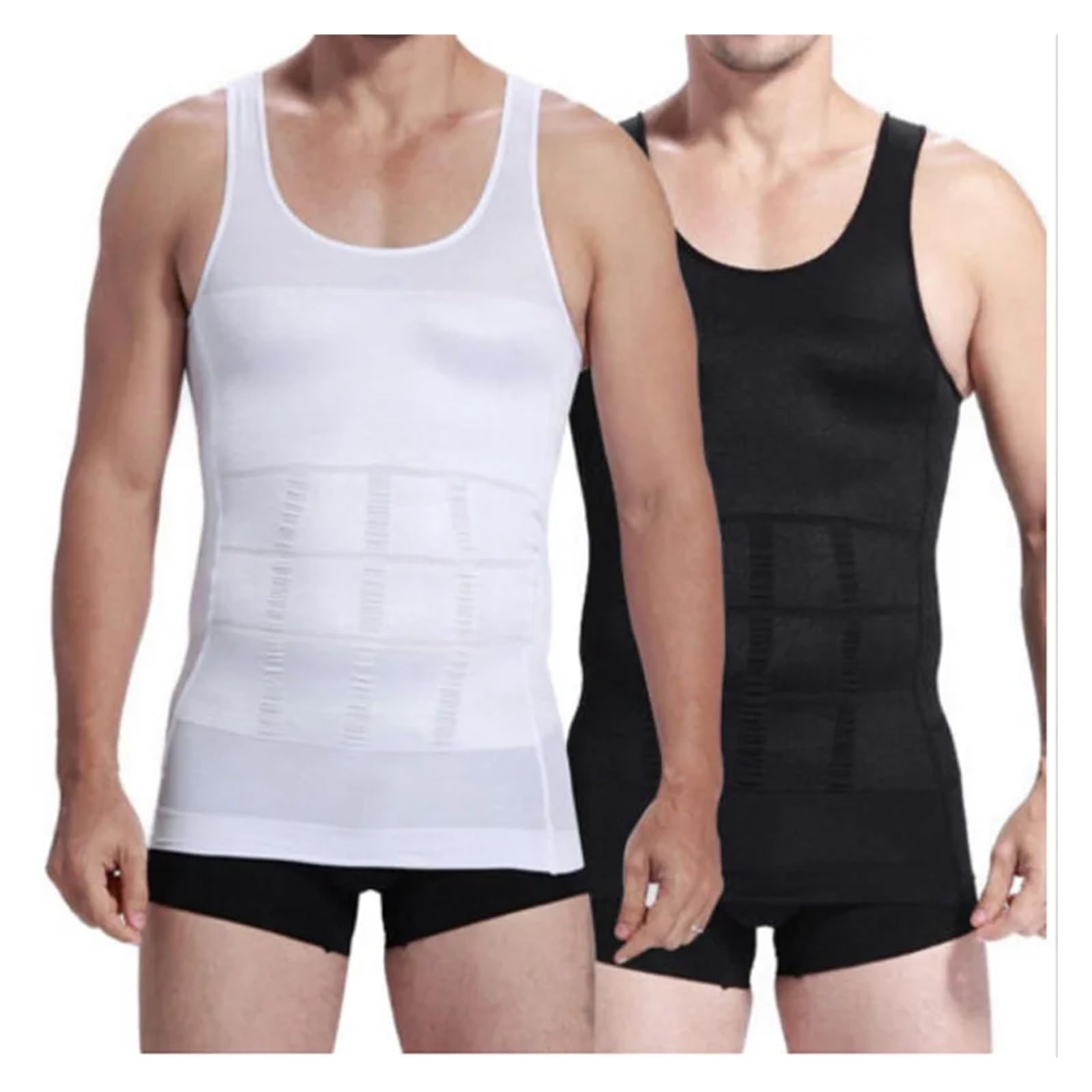 Fajas Reductoras 2 uds camisa de hombre adelgazante Body Shaper chaleco camisetas sin mangas for entrenamiento Abs Abdomen camisetas sin mangas camiseta moldeadora camiseta de compresión térmica(Black
