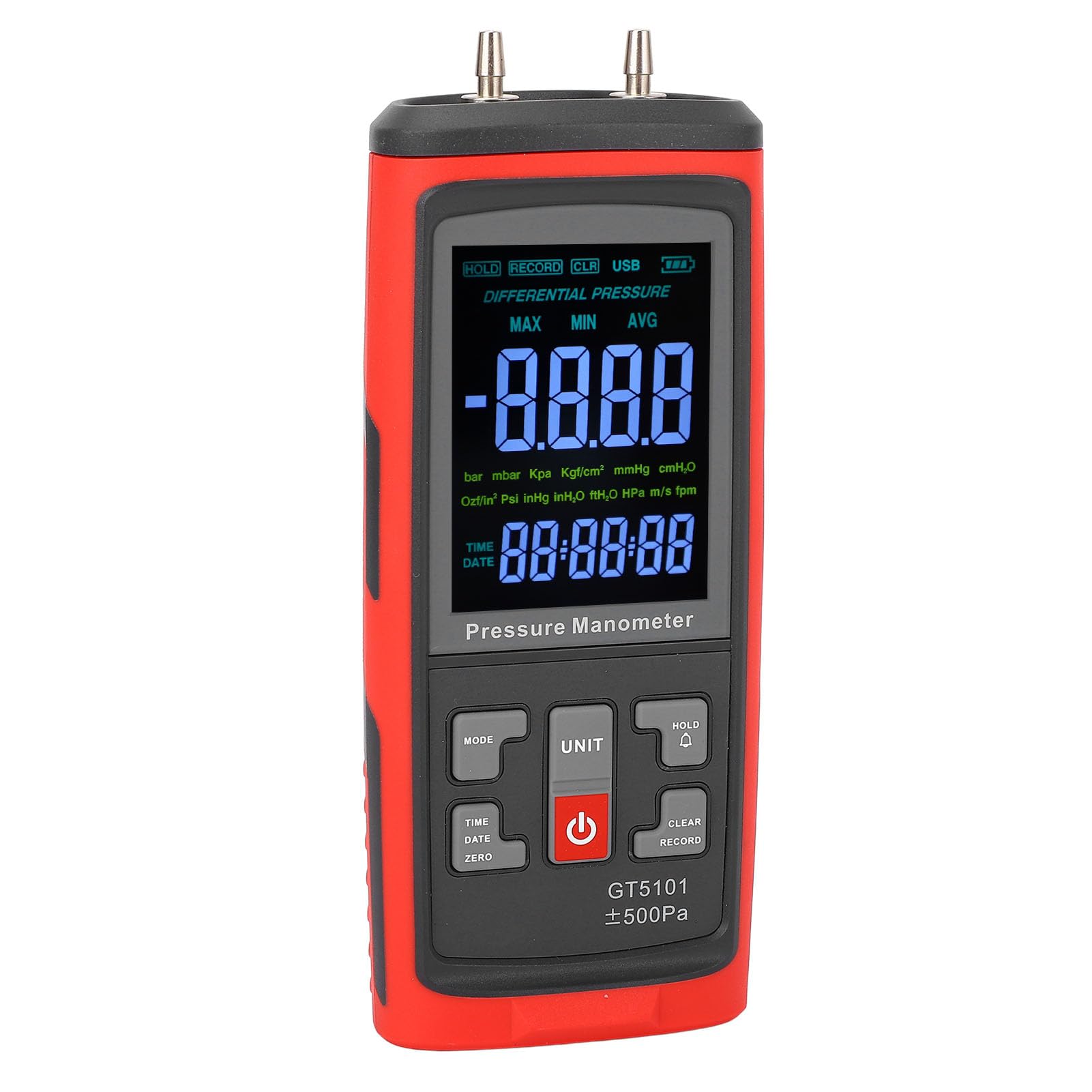 Generic Manómetro Digital Medidor de Presión Diferencial Multifuncional de Alta Resolución para Medición de Gas Pruebas de Laboratorio Material ABS