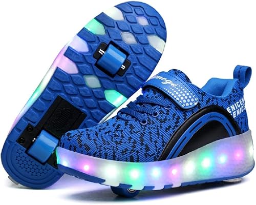 Ylllu - Tenis de patinaje con ruedas LED USB para niños, zapatos con ruedas y luces para niños y niñas