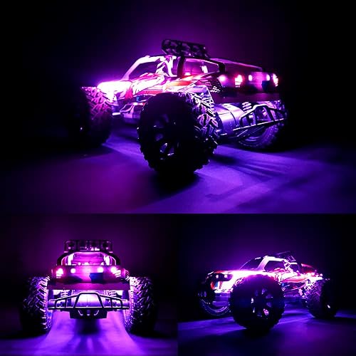 Miniatura 2 de Tiras de luz LED impermeables para autos a control remoto, camiones, aviones, barcos, drones, ala fija, modelo de ala AR, luz subterránea (rosa)