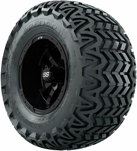 Miniatura 3 de GTW 10 Inch Golf Cart Wheels and Tires Combo  GTW Storm Trooper Gloss Black Wheels on 20x10-10 Predator All Terrain Tires  Set of 4
