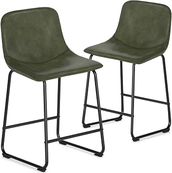 TAVR 24 inch Counter Height Stools Set of 2, Hold up to 500 lbs, Green