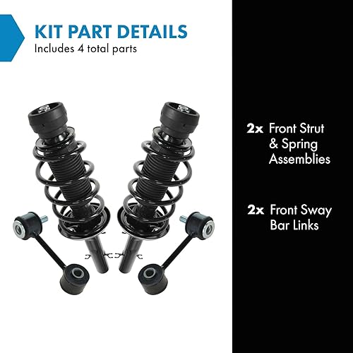 Miniatura 1212 de TRQ Kit de suspensión delantera, conjunto de amortiguadores y resortes, barra estabilizadora, enlace estabilizador compatible con Chevrolet