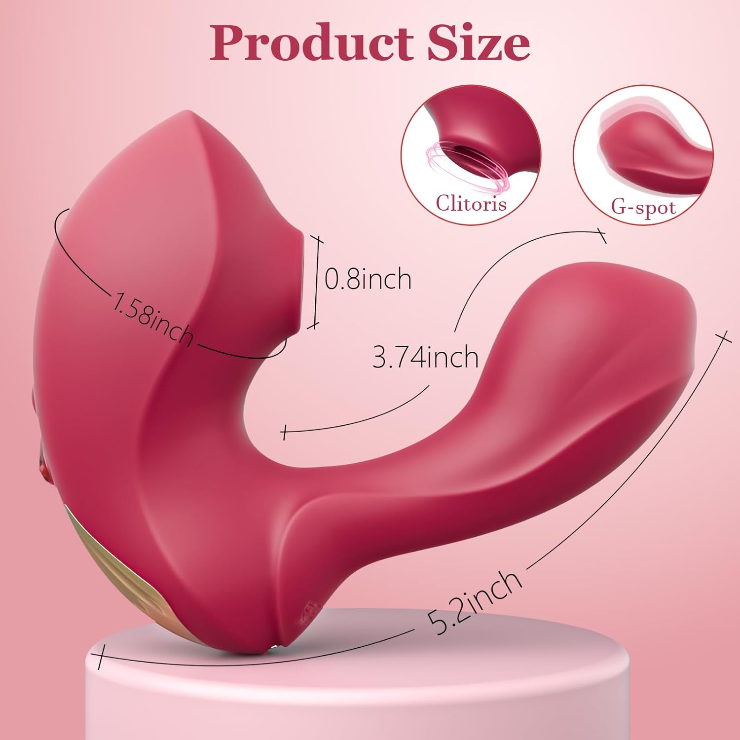Clitoral Sucking Vibrator Adult Sex Toys for Women, 2-in-1 G Spot Dildo Vibrators with 9 Vibrating & Sucking Modes, Nipple Sucker Toys Clit Stimulator for Couple or Solo Fun (Rose Red)