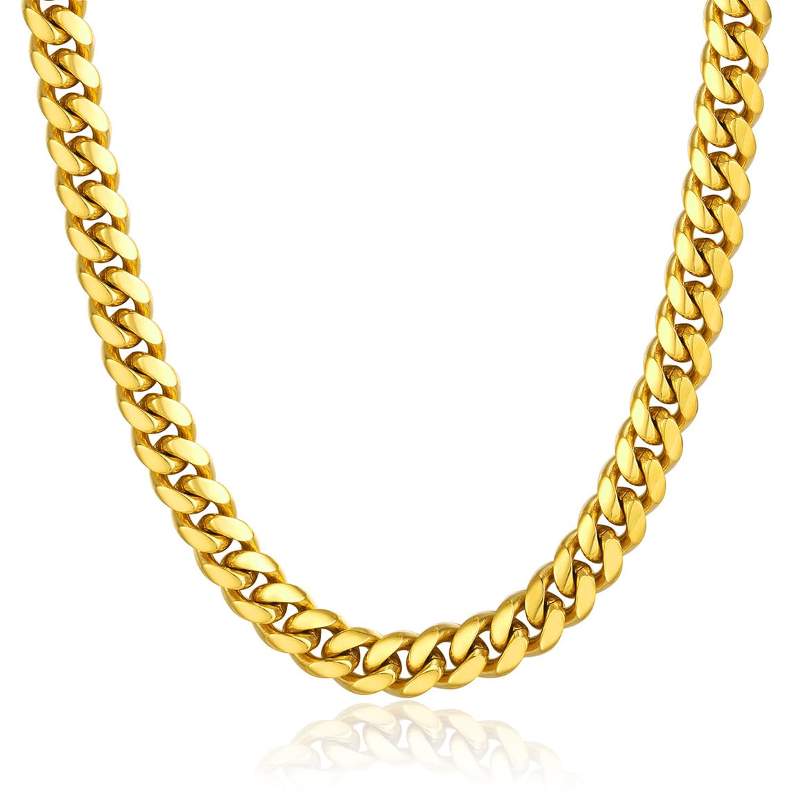 ChainsPro Men Chunky Miami Cuban Chain Necklace, Custom Available, 6/9/14mm Width, 18/20/22/24/26/28/30inch Length, Gold/Steel/Black (with Gift Box)