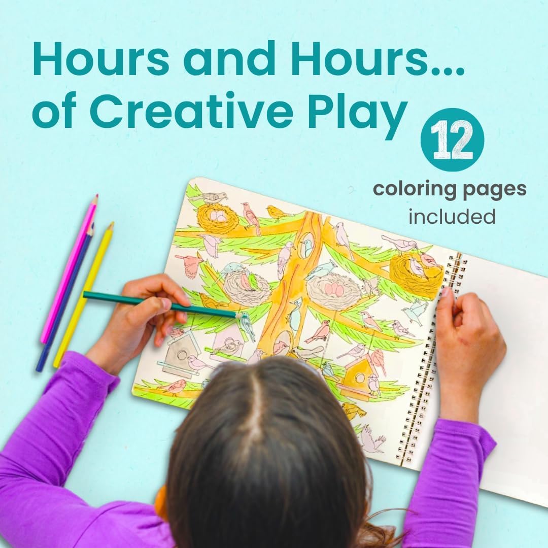 Cupkin Bird Sticker Book Activity for Kids, Toddler Airplane Travel Essentials, 500+ Parrot Stickers + 12 Scenes + 12 Coloring Book Pages, Bird Lover Kids Gift, Kid Crafts for Ages 2-8 - Image 4