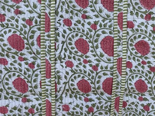Image of Quilted Cotton Hand printed Reversible Large multicolor cotton Tote Bag,Indian Handmade Block Printed Tote Bag Women Handbag