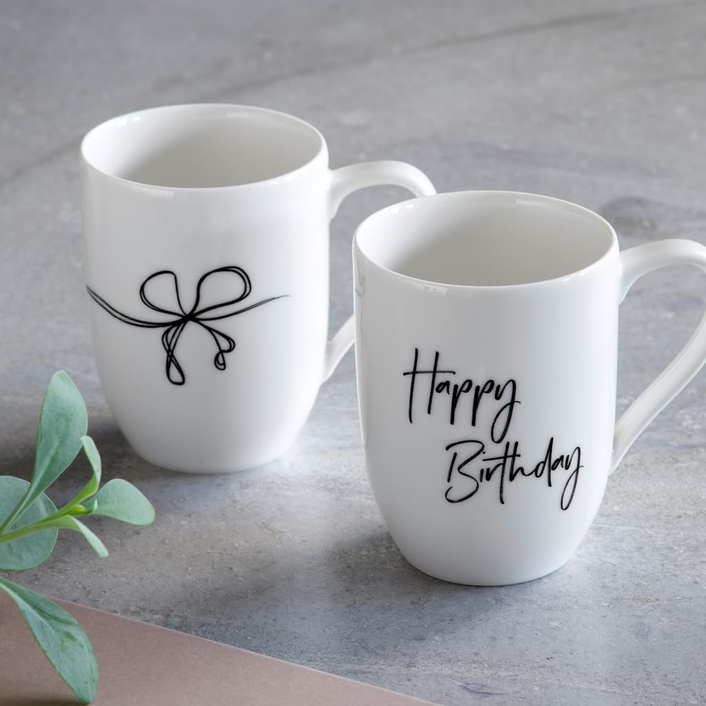Villeroy & Boch Statement set di tazze Happy Birthday 2pcs, 280 ml, porcellana Premium, bianco