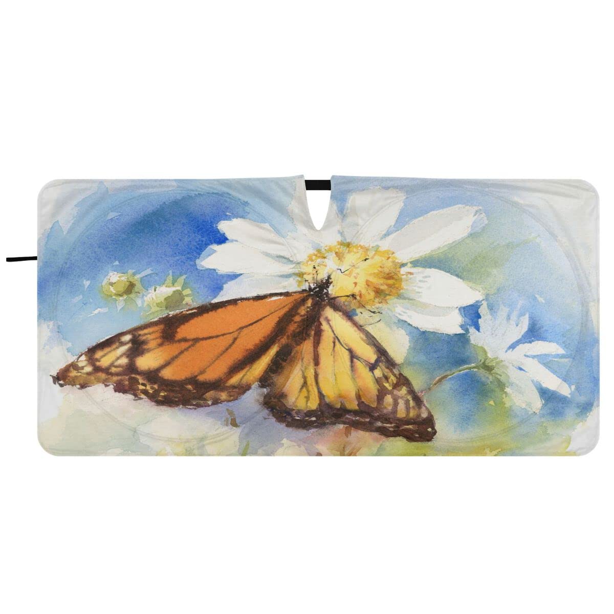 Car Windshield Sun Shade Car Sun Visor for UV Rays and Sun Heat Protection Sun Shield for Front Window Monarch Butterfly Watercolor Illustration Hand Drawn Foldable Automotive Interior Accessories Ke