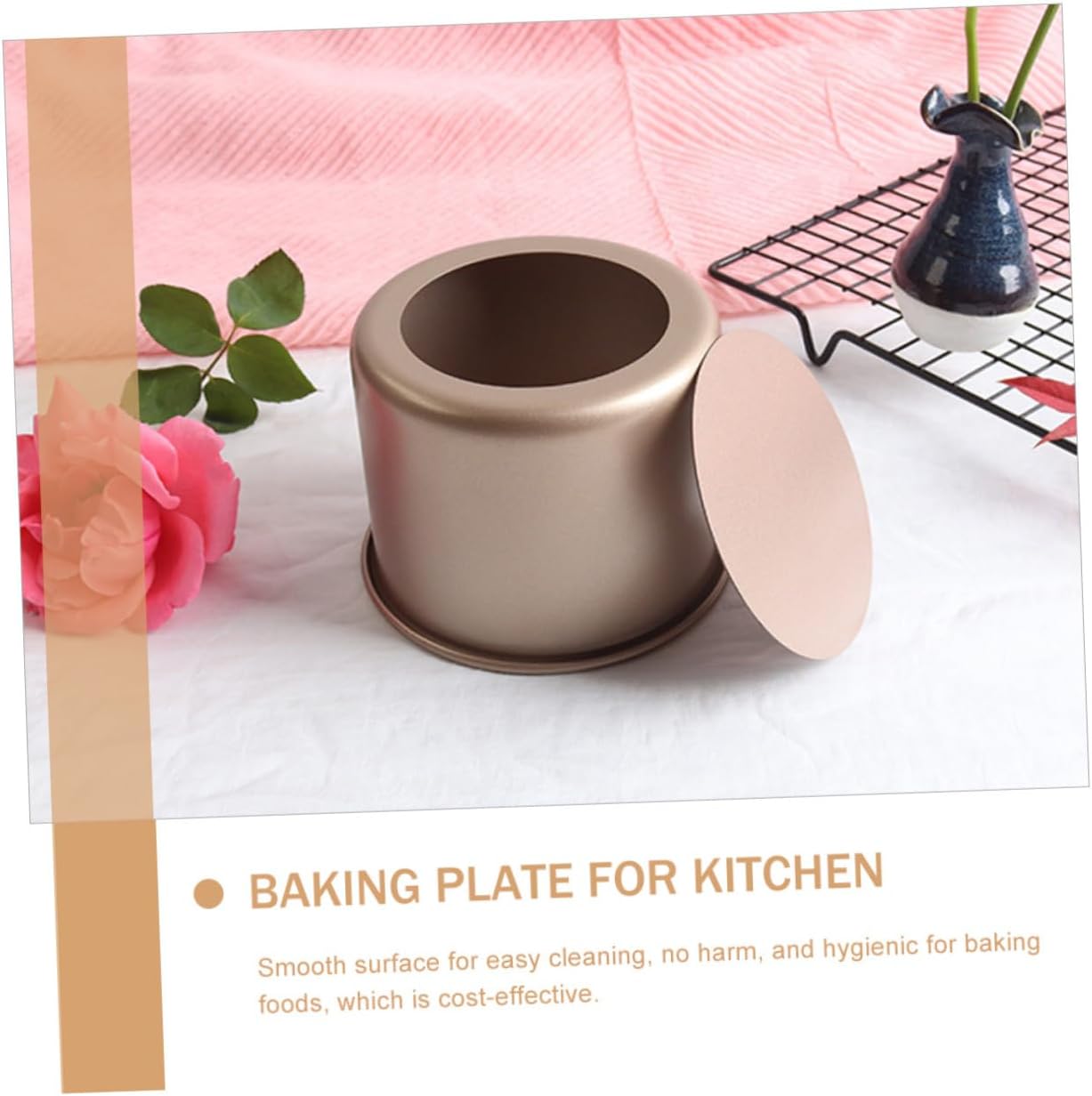 4-Inch Carbon Steel Round Cake Mold High Sides Detachable Non-Stick Baking Pan for Mousse and Chiffon Cakes for Home Baking and Microwave Use