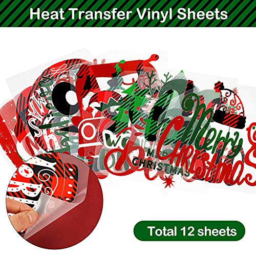 12 Pieces Heat Transfer Vinyls Htv Iron On Vinyl Cute Diy Htv Vinyls Colorful Vinyl Sheets Hat Cars Vinyl Paper For Valentine's Day St. Patrick's Day Easter Christmas Crafts Supplies(Lovely Style) #TOP3