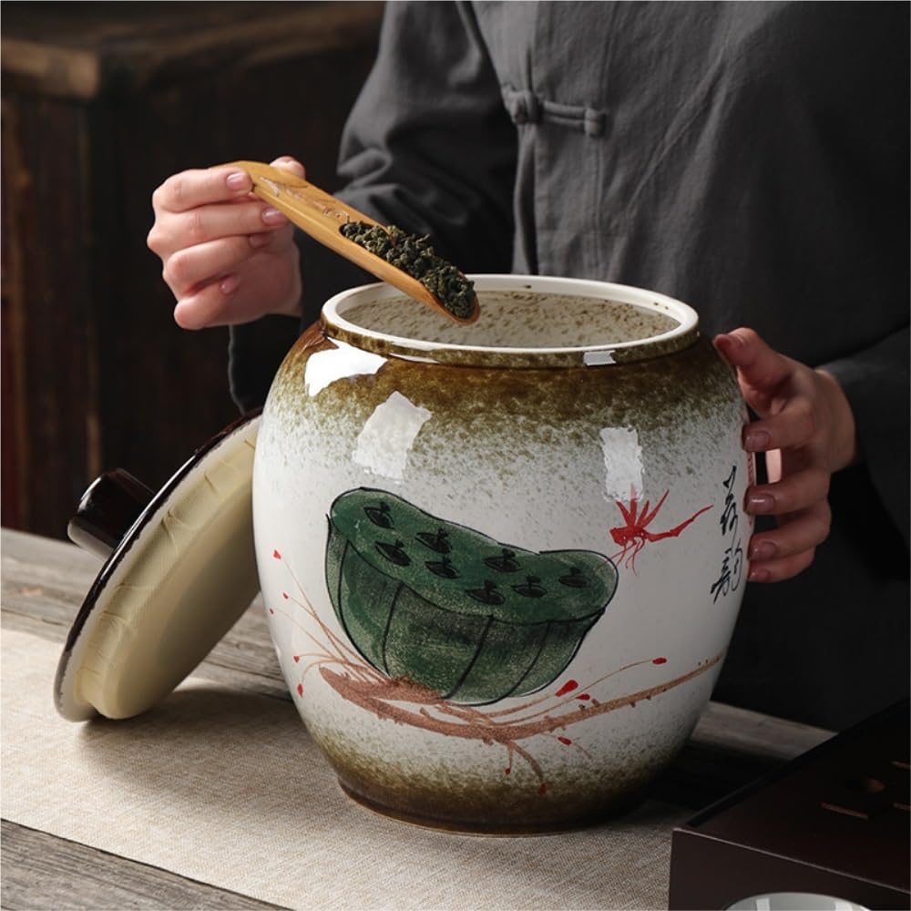 Contenitore per il tè in ceramica, creativo, dipinto a mano, contenitore per la conservazione del tè, barattolo sigillato in ceramica per uso domestico, set da tè cinese retrò, barattolo singolo per