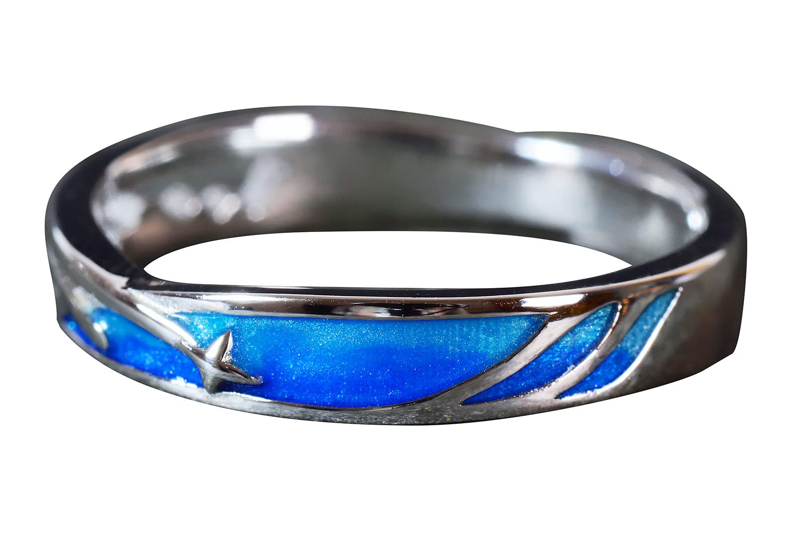 NicoWerkWomen's 925 Silver Ring, Adjustable Silver Ring, Women's 925 Silver with Shooting Star, Blue Ring with Star for Women - SRI672, 925 sterling silver, enamel