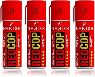 Newish Red Chilli Self Defense Spray 55 ML (Pack of 4) | Quick-Action Personal Safety Spray for Women, Men & Seniors | Pocket-Sized, Travel & Night Walk Protection, Long Range 15 ft