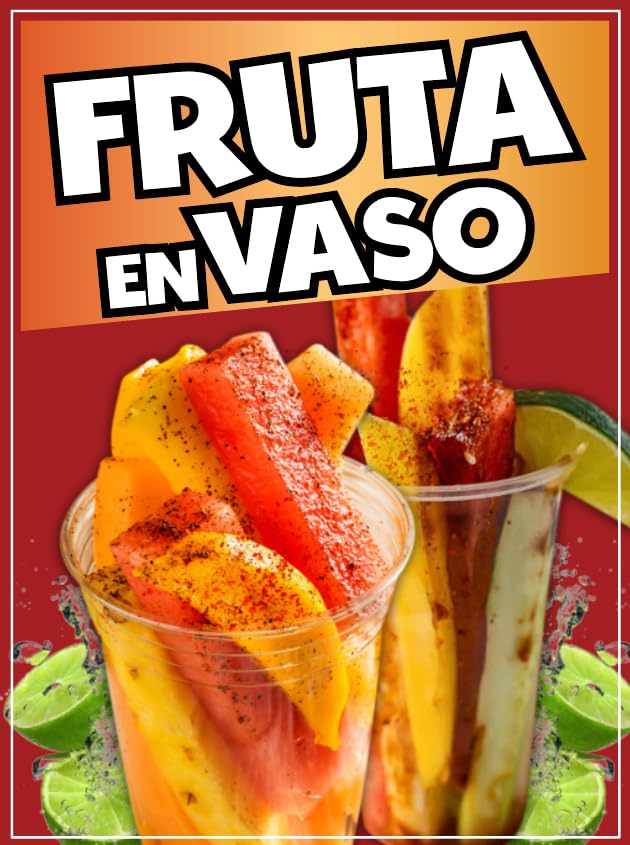 Generic Fruta en Vaso Window Sticker Truck Concession Vinyl Restaurant Wall Poster Sticker Food Decal Fruta Sign Fruit in a Cup Mexican Fruit Vinyl