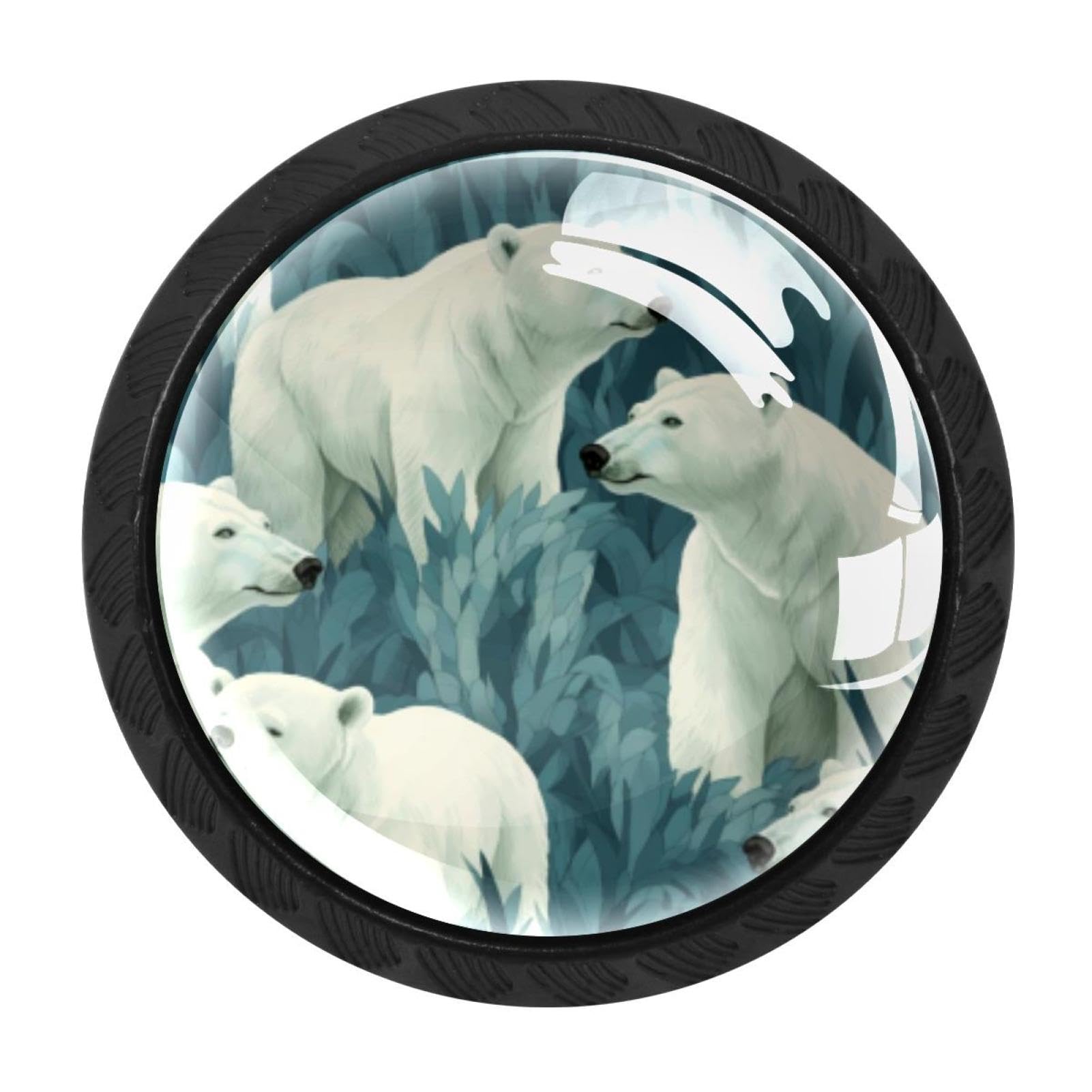 Chenzzzz Multicolored 06 4 Pack Round Cabinet Knobs For Kitchen Bathroom Closet Dresser Cabinets, White Bear