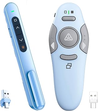 QUI Presenter Clicker USB A&C Bundle | BK600 Slim-Shaped Blue & BQ100 Remote-Shaped Blue