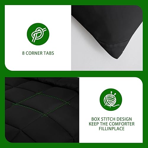 Miniatura 3 de Edredón de cama tamaño individual para todas las estaciones, ligero, relleno de edredón alternativo al plumón con 8 pestañas de esquina, cálido para