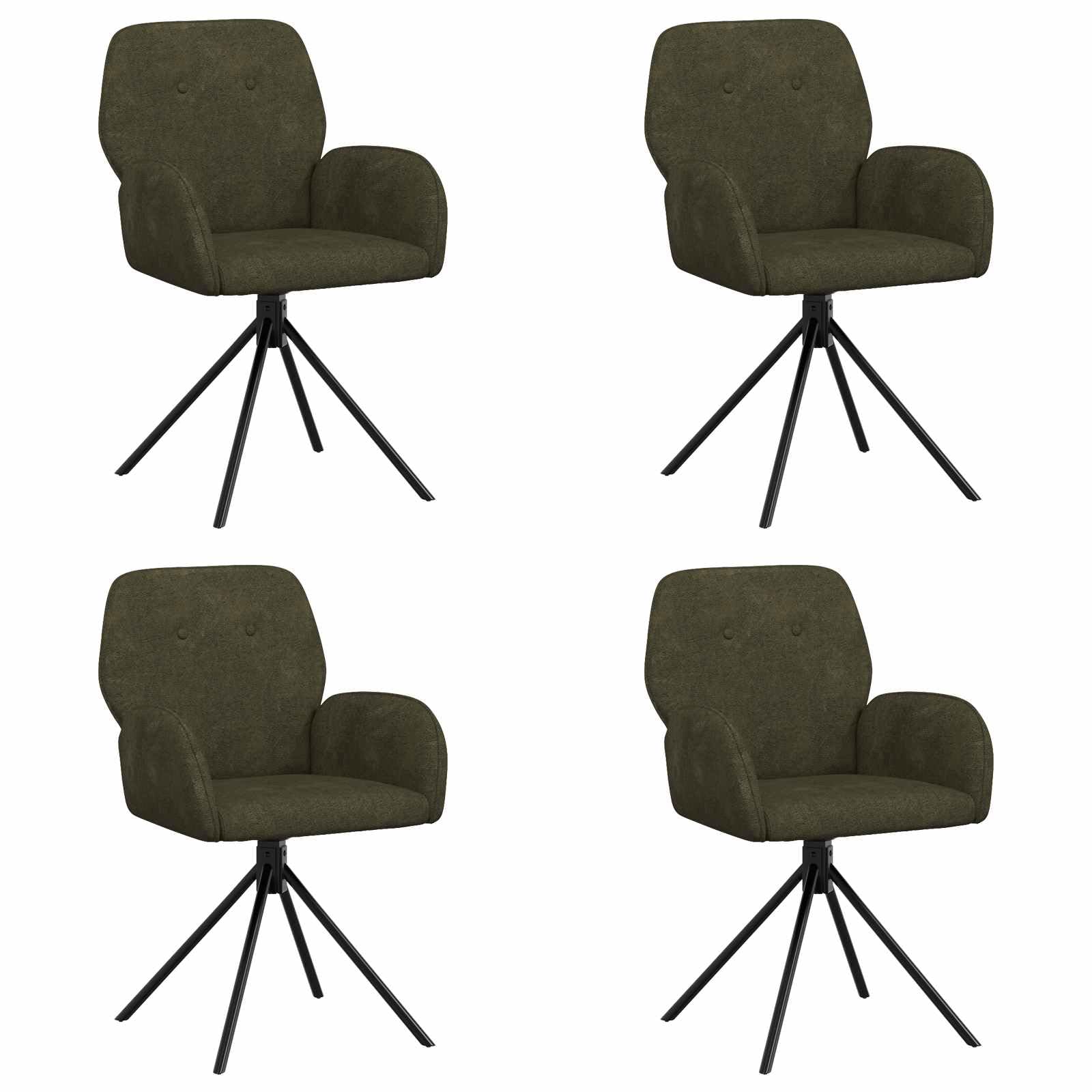 Juego de 4 sillas giratorias de comedor, ante sintético, color verde oliva