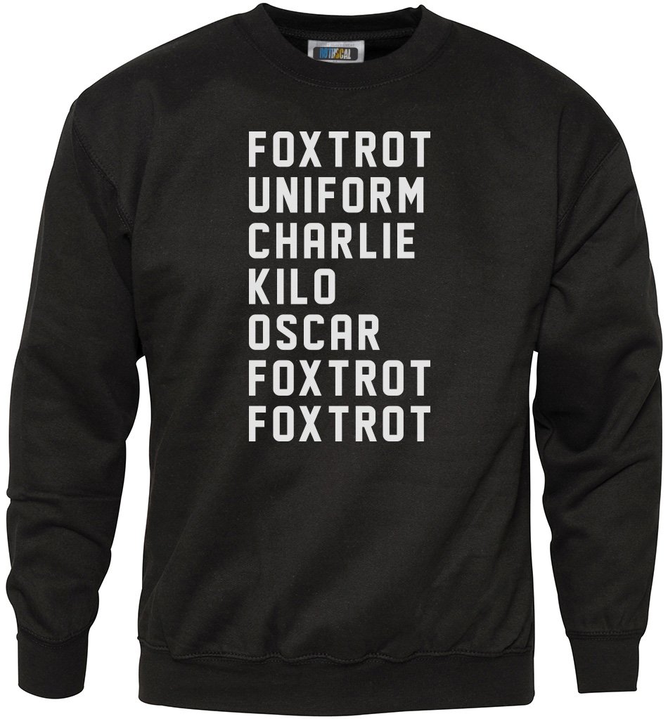 HotScamp Foxtrot Funny Swearing Men's Sweatshirt - Black X-Large