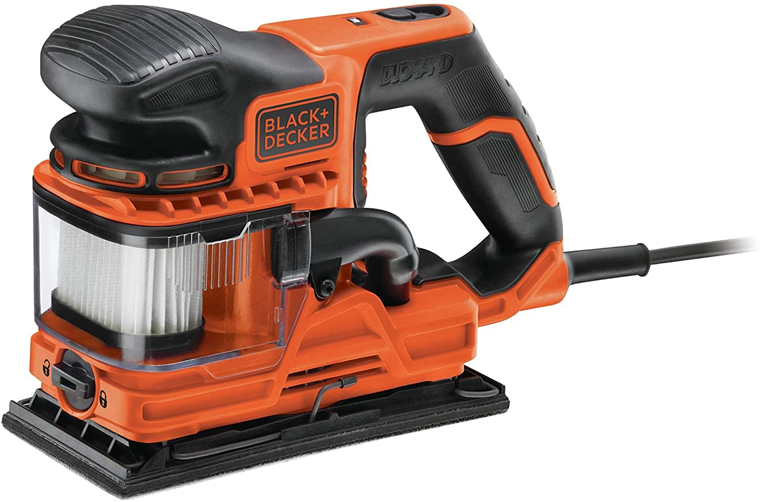 Black+Decker KA330EKA-QS - Lijadora orbital DUOSAND 260W 1/3 de hoja, 6 hojas de lija, maletín