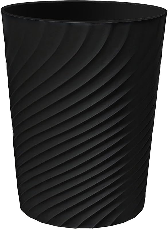 1.8 Gallon Small Trash Can Wastebasket Recycling Bin Slim Profile for Compact Spaces Bathroom, Office, Bedroom, Kitchen (1.8 Gallon, Black)