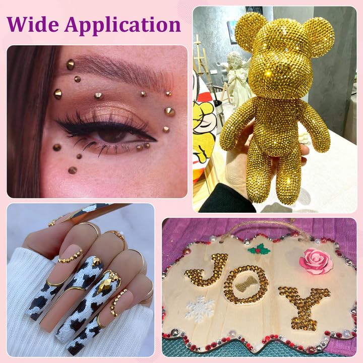 Image of 25000Pcs Resin Rhinestones for Crafting, Mine Gold 2-6mm Mixed Sizes Non Hotfix Flatback Gems with 1Pcs Glue, Bedazzling Crystal for DIY Craft Clothing Mugs Tumblers Shoes Fabric Decor Nail Art